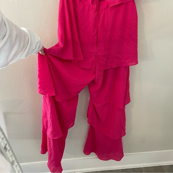 River Island Hot Pink Halter Ruffle Jumpsuit Pants Suit Size 14 - Picture 6 of 10